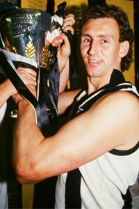 daicos collingwood peter september au holds proudly victorious aloft premiership 1990 rooms grand cup final after